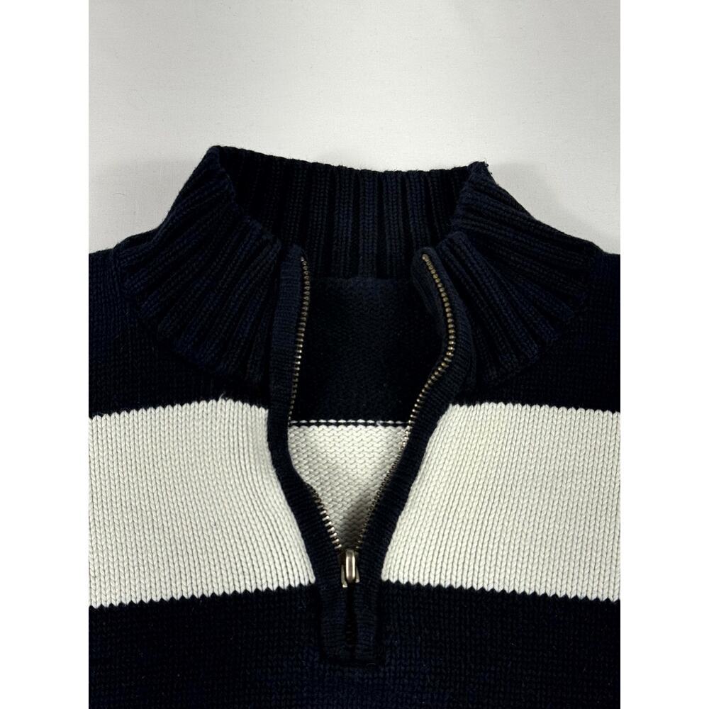 Lauren Ralph Lauren Womens Large Striped Navy Blue & White 1/4 Zip - Picture 2 of 10